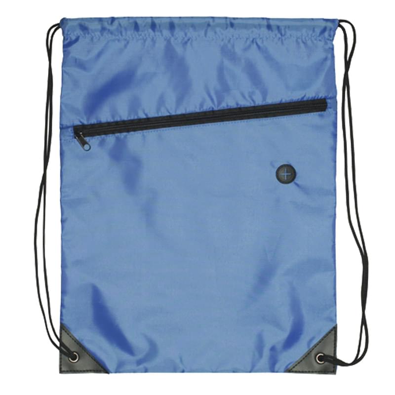 Drawstring Backpack - Drawstring Sports Bag w/ Front Zipper 3