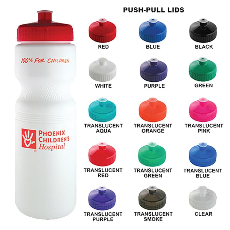 28 Oz White Plastic Water Bottle With your Choice of Lid Color