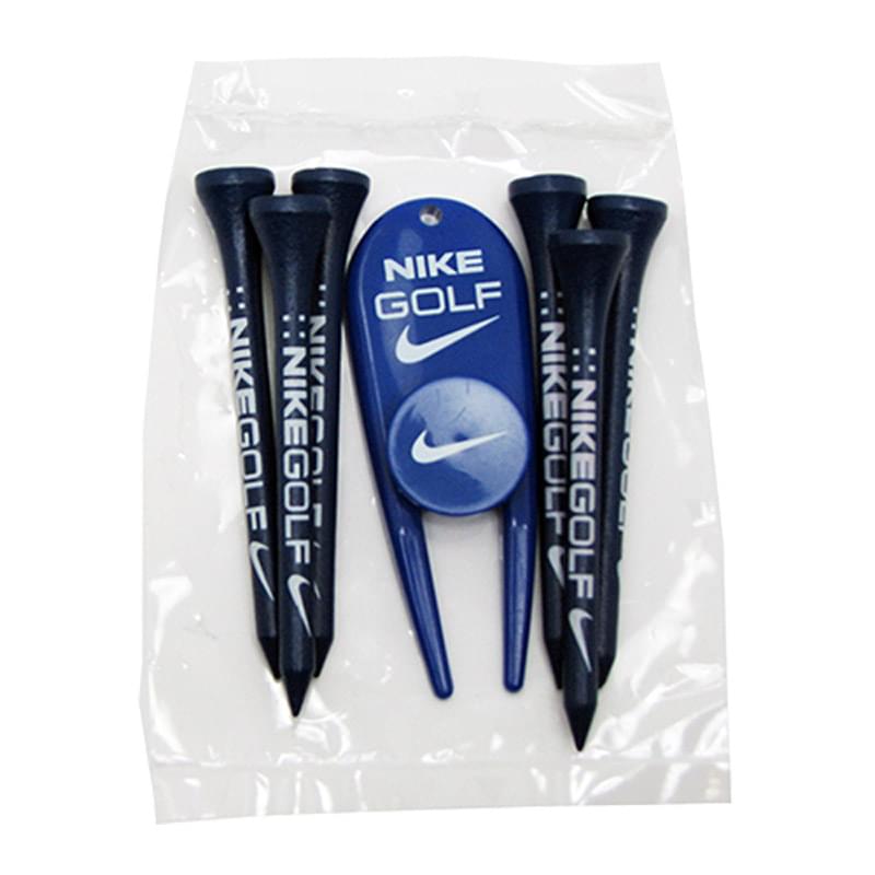 Golf Tee Poly Packet w/ 6 Tees, 2 Ball Markers & Divot Tool