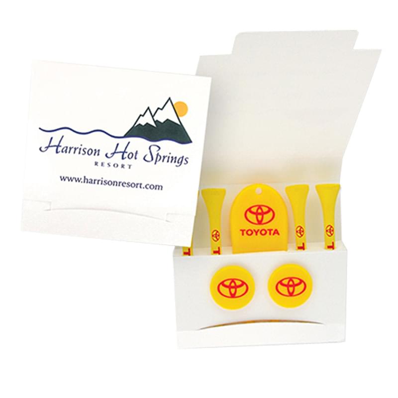 Custom Printed Matchbook Packet w/ 4 Tees, Divot Tool & 2 Ball Markers
