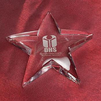 OPTICAL CRYSTAL STAR PAPERWEIGHT