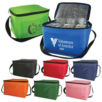 6 Pack Cooler Bag - Polyester Insulated Lunch Bag with Handle & Pocket