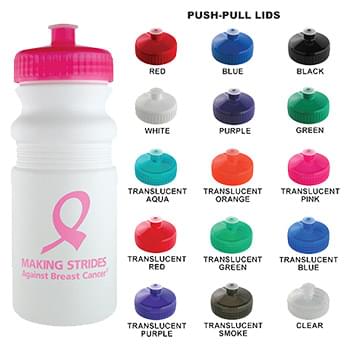 20 Oz White Plastic Water Bottle With your Choice of Lid Color