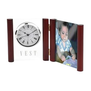 Glass Desk Alarm Book Clock Photo Frame