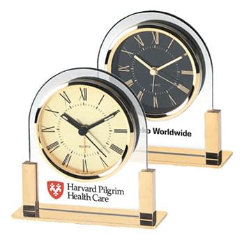 Acrylic and Gold Tone Desk Clock - Black Dial