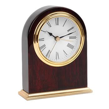 Arched Wooden Desk Alarm Clock - Gold Bezel