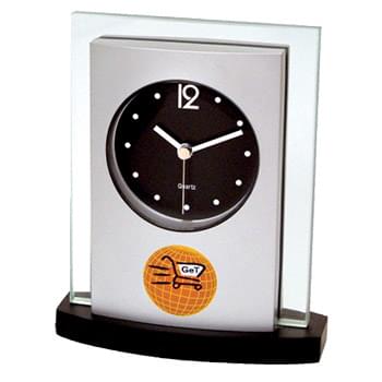 Desk Top Glass / Wood Clock