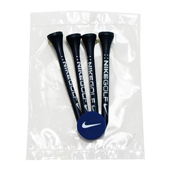 Golf Tee Poly Packet with 4 Tees & 1 Ball Marker