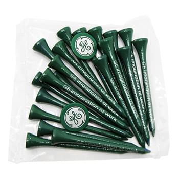 Golf Tee Poly Packet with 20 Tees & 2 Ball Markers