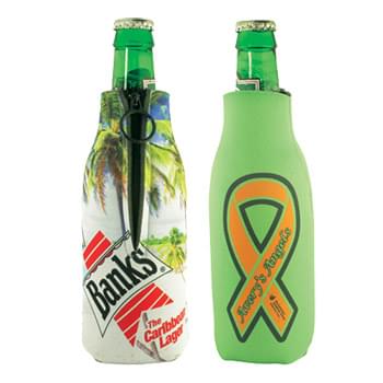 Zippered Bottle Beverage Insulator with 3 Sided Imprint